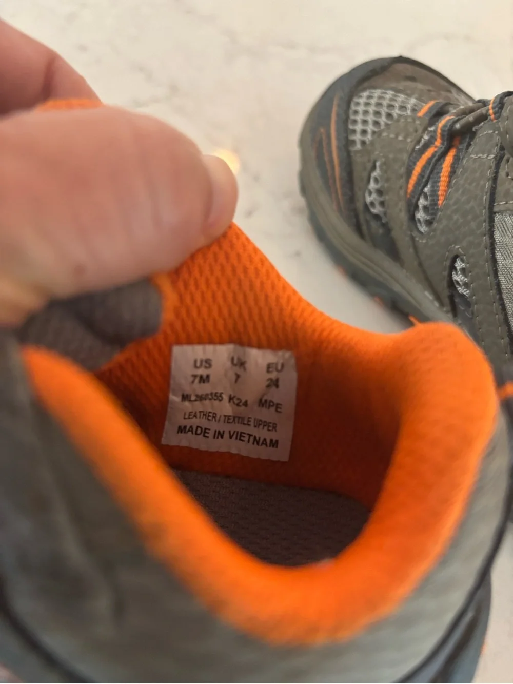 Merrell Kids Grey and Orange Trail Sneakers